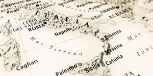 Cartina dell'Italia con in primo piano il sud